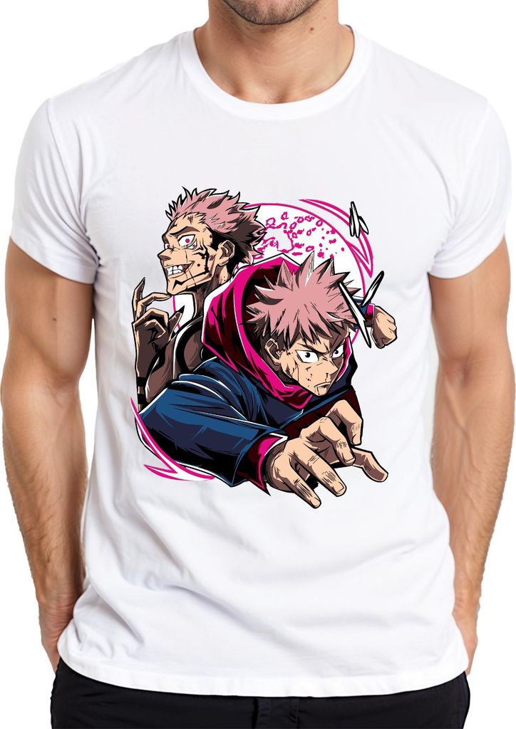 Jujutsu Kaisen Yuji Itadori Sukuna Anime Action Fan Geschenk Herren T-Shirt, Weiß, XL