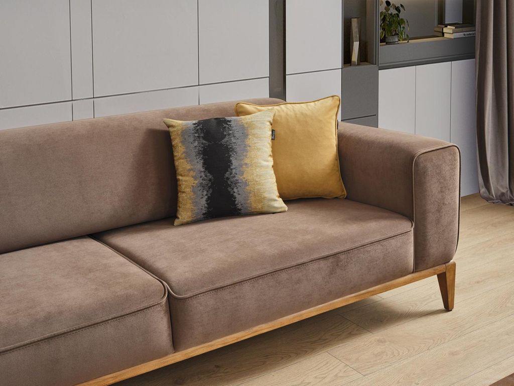 Viersitzer Sofa 4 Sitzer Sofas Stoff Braun Wohnzimmer Luxus Modern
