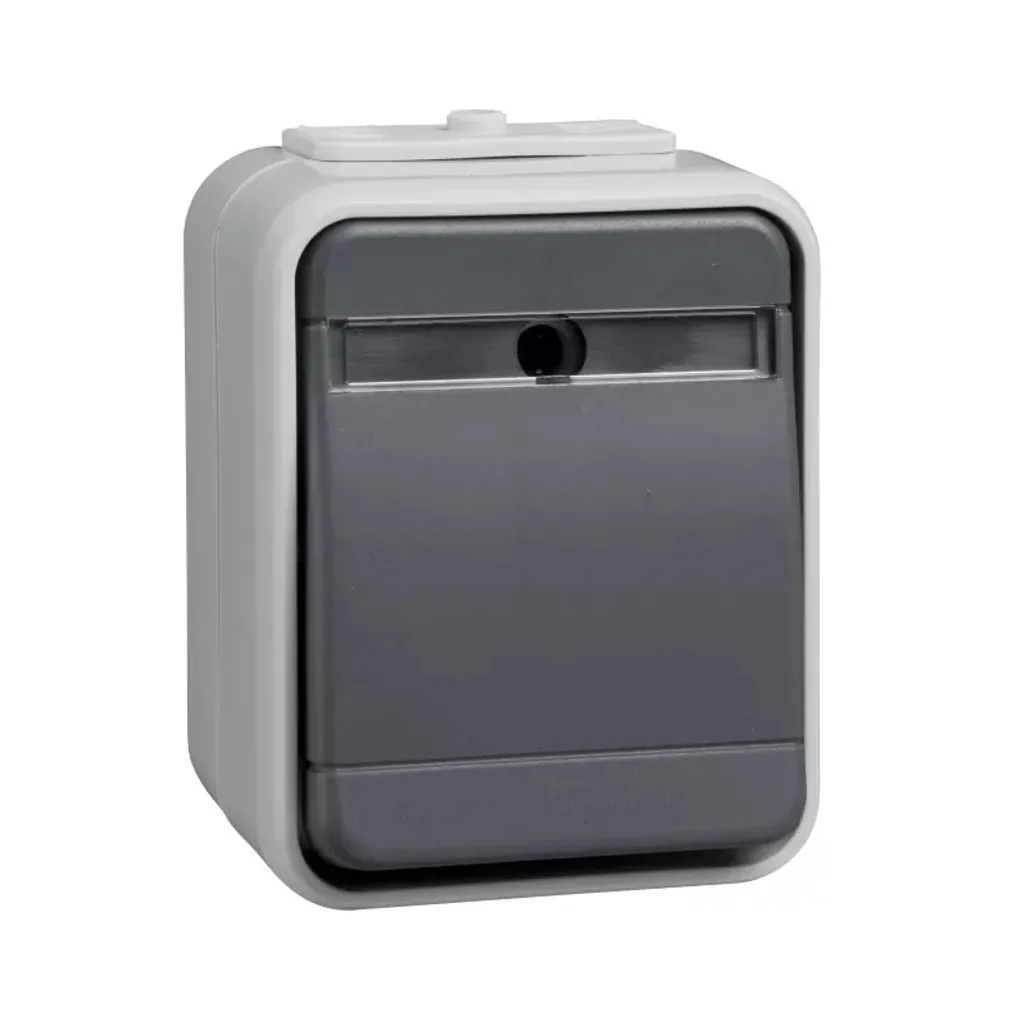 Bouton NO gris saillie série 44 avec porte-étiquette - Modèle pro 442129