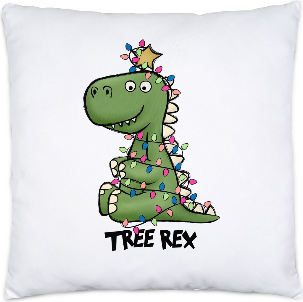 Tree-Rex Kissen Inkl Füllung Geschenkidee T-Rex-Fans Süßes Motiv für Weihnachten für Dinosaurier-Fans Kinder
