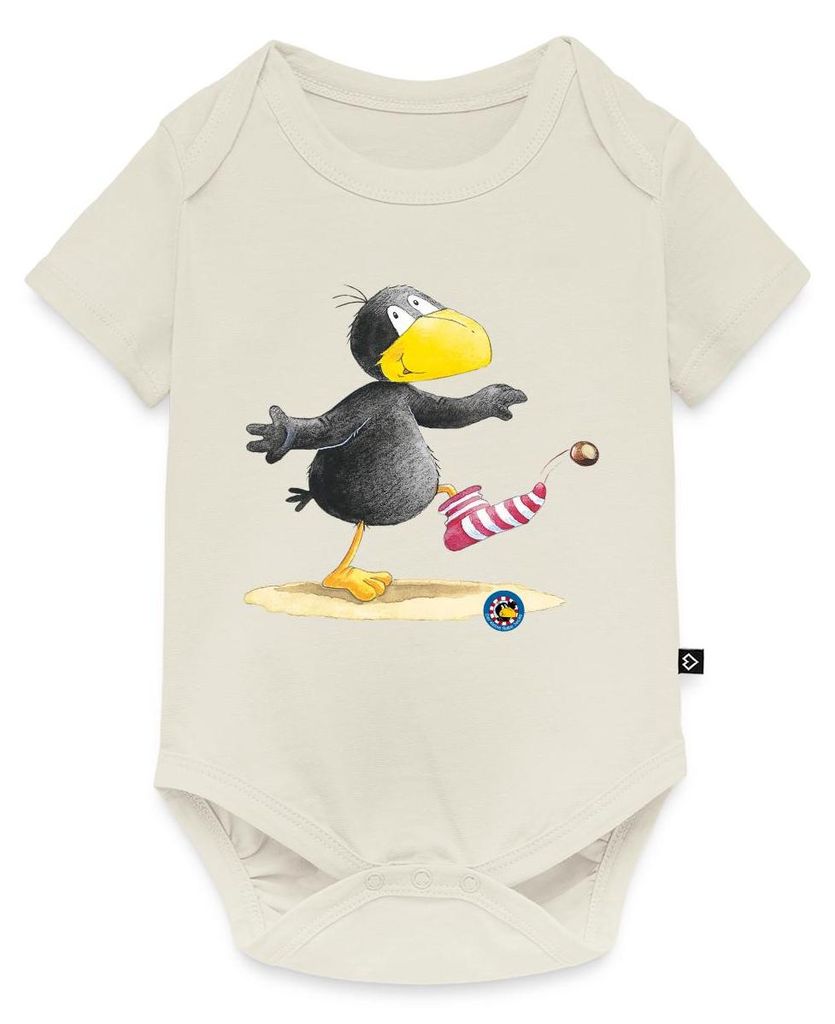 Spreadshirt Der kleine Rabe Socke Kastanie Kurzarm Tages Baby Body, 62 (2-3 M.), Naturweiß