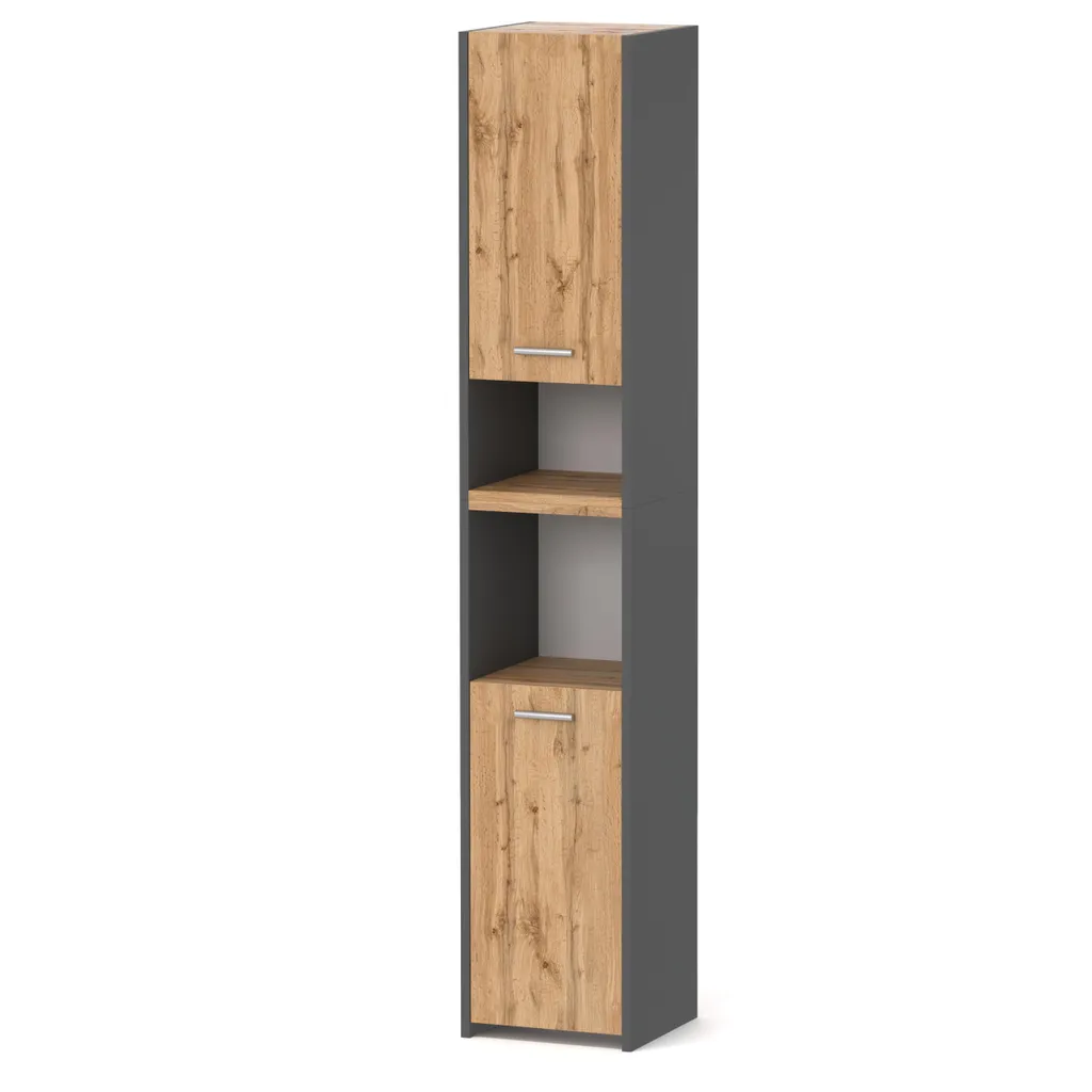 Colonne de salle de bain étroite 165 cm avec 6 étagères de rangement