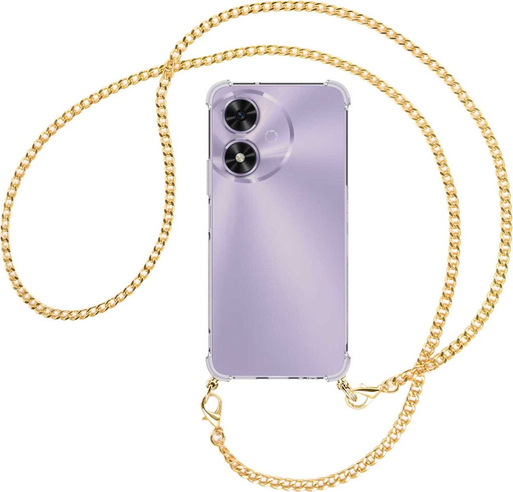 Handykette Backcover-Schutzhülle mit Band (Metall goldfarben) für Honor Play 50 5G / Play 50m 5G - goldfarbene Kette