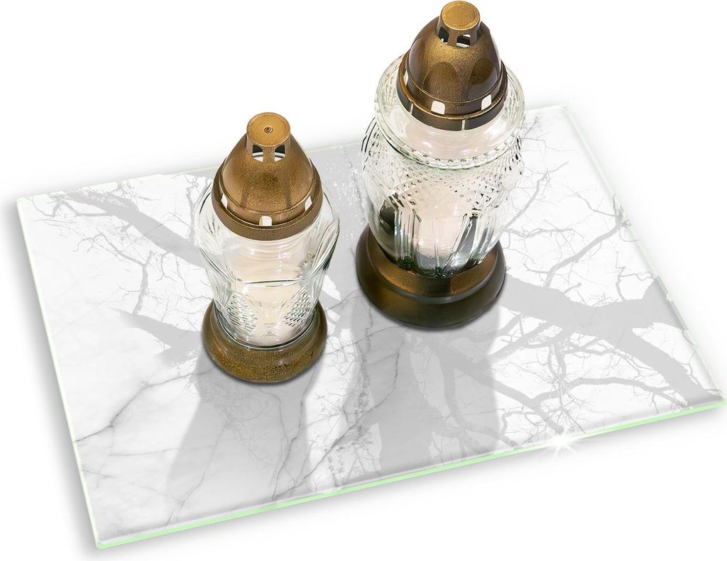 Glas Grabkerzen Untersetzer Motiv Gummifüße - 80x52 cm - Produktbild 