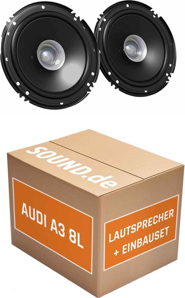 Lautsprecher Boxen Einbaupaket Seitenteil hinten JVC CS-J610X passend für Audi A3 8L + 2/3 türig | 2x Tief-Mitteltöner mit integriertem Hochtön...
