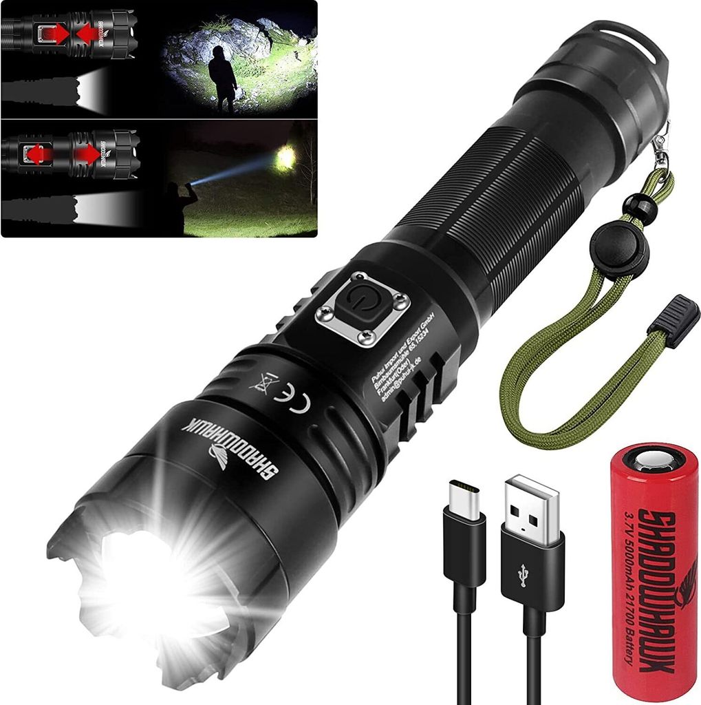 LED Taschenlampe, Extrem Hell 12000 Lumen USB Aufladbar Taschenlampen, XHP70