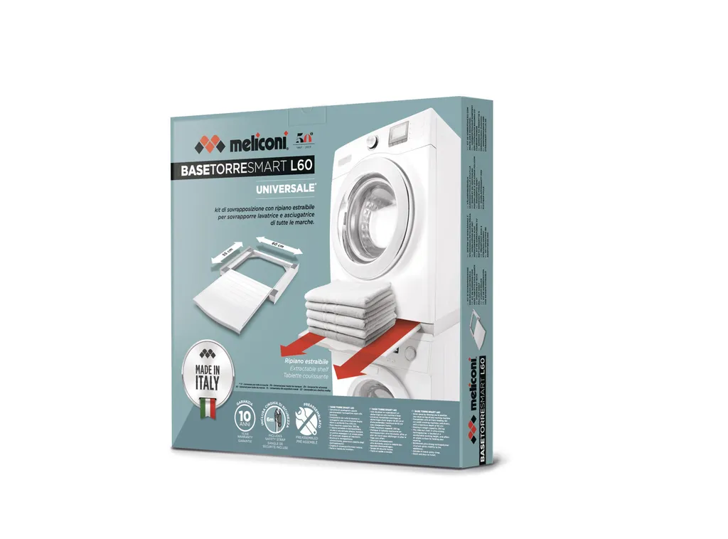 Optimiser l'espace buanderie : Kit superposition Meliconi 656113 Blanc