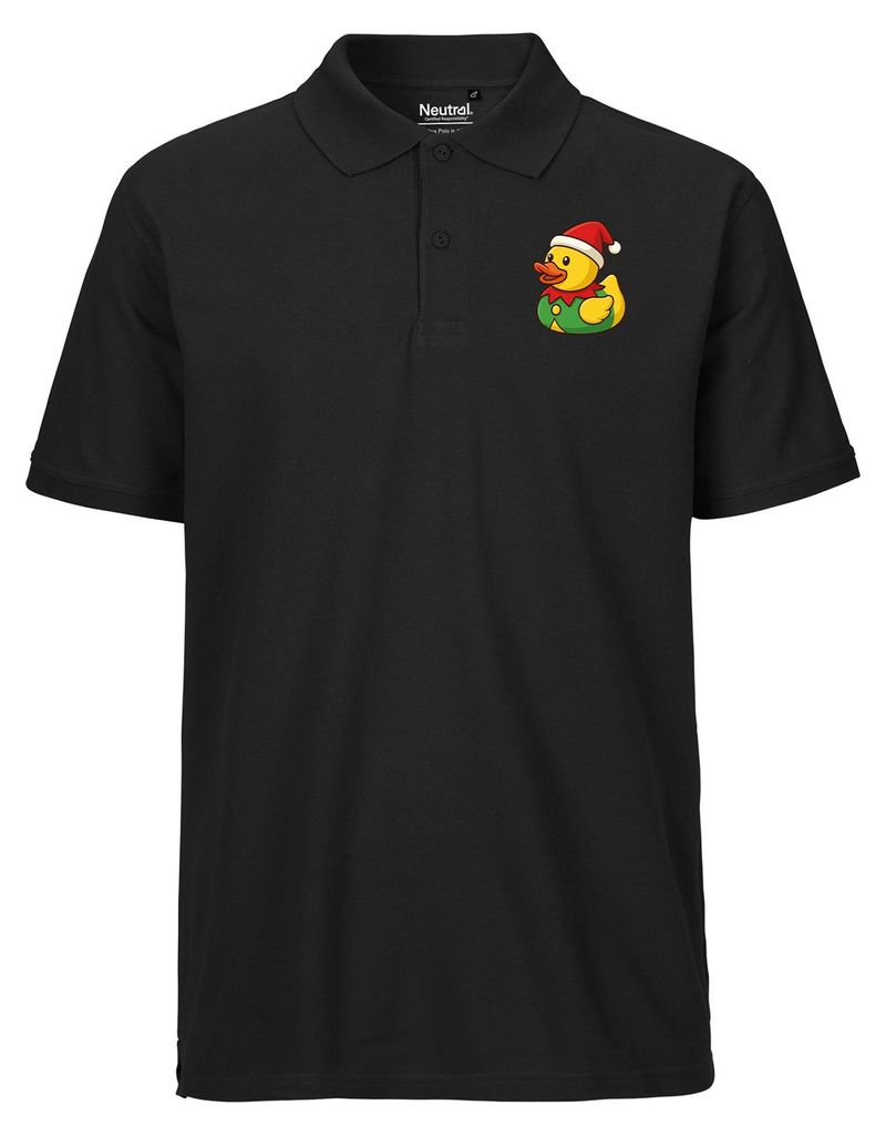 Huuraa Herren Polo Shirt Quietscheente Wichtel Gummiente Elfe XL Black Bio Baumwolle Fairtrade Poloshirt Geschenkidee