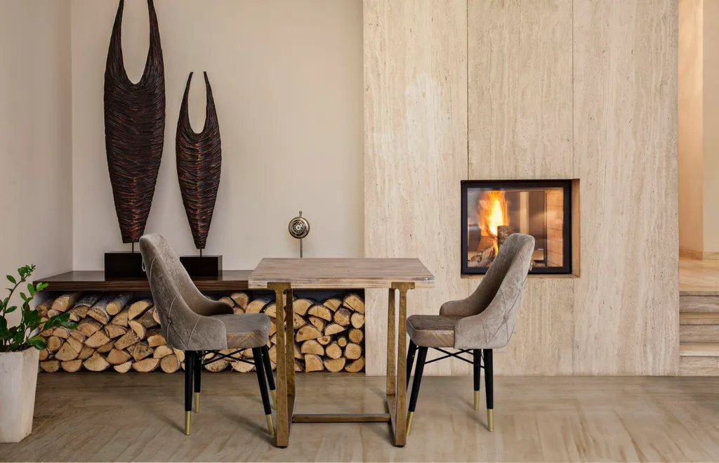 Table à manger Ankara en Bois Marron 80cm - Robuste et Design Moderne