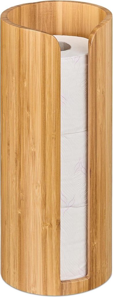 Toilettenpapierhalter für 3 Rollen stehend - Freistehende runde WC-Rollenhalter HxØ 335 x 145 cm - Natürliche Optik