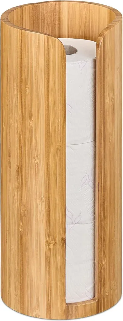 Support papier toilette vertical H33,5 cm - Finition naturelle ronde