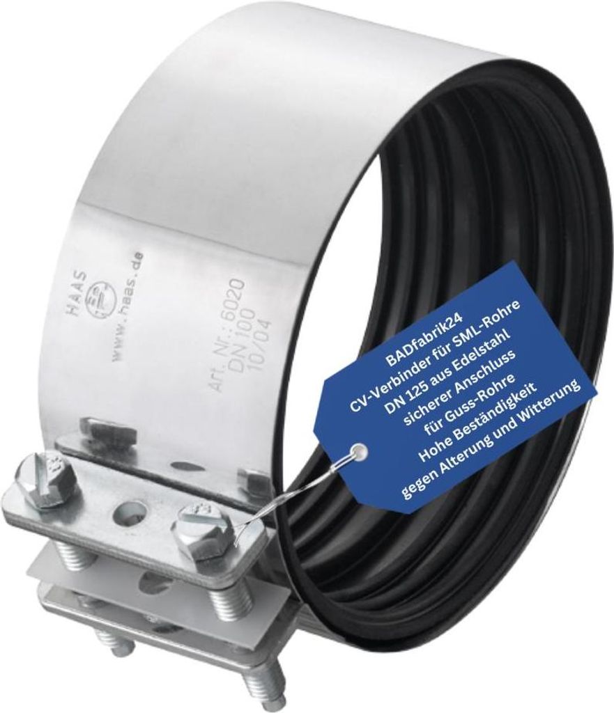 BADfabrik24 CV-Verbinder für SML-Rohre DN 125,  Edelstahl Produktbild 