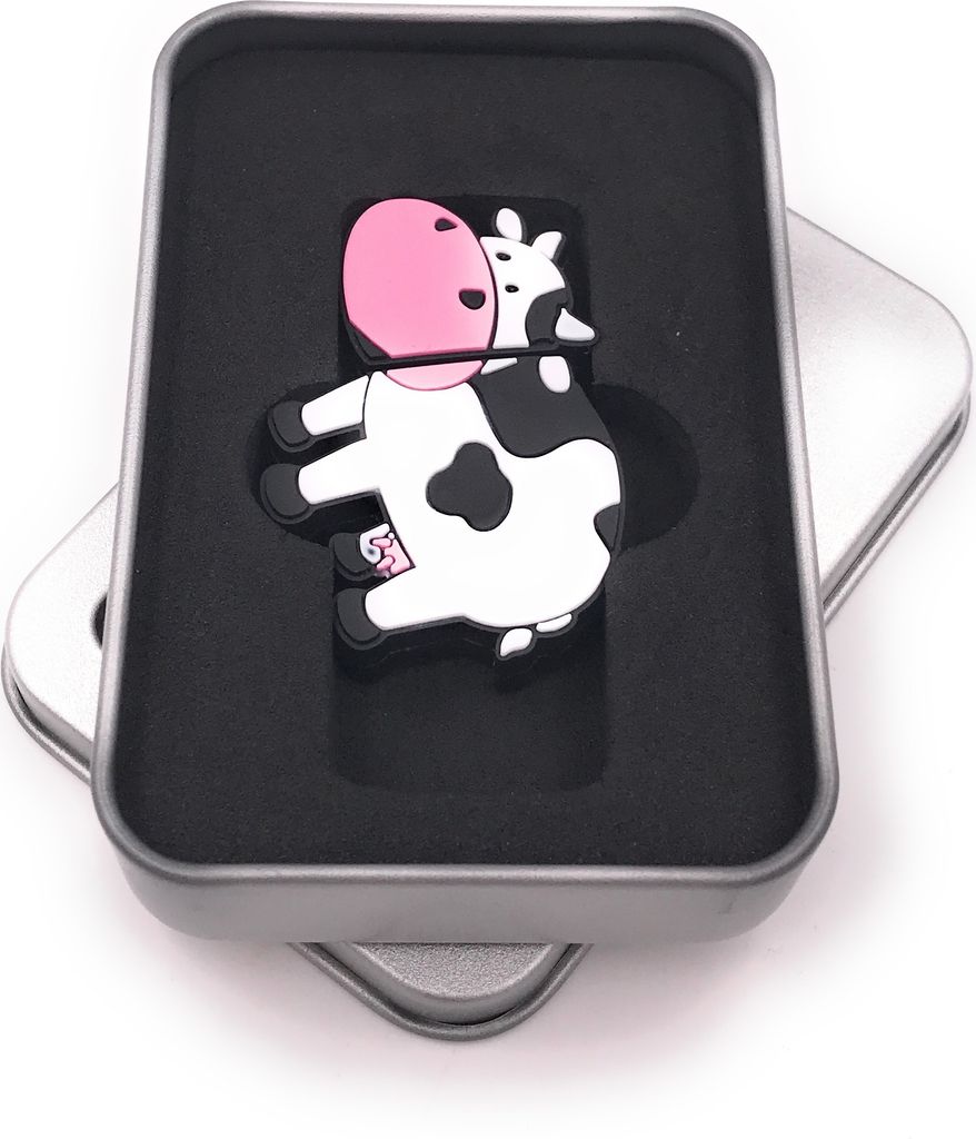 Onwomania Kuh Tier Bauernhof USB Stick in Alu Geschenkbox 64 GB USB 3.0