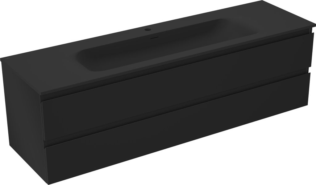 Mexen Orio Badezimmerschrank 160 cm mit Waschbecken Vela, 2 Schubladen, Schwarz Matt - 91A10-16047-2-BFF71-W23M71