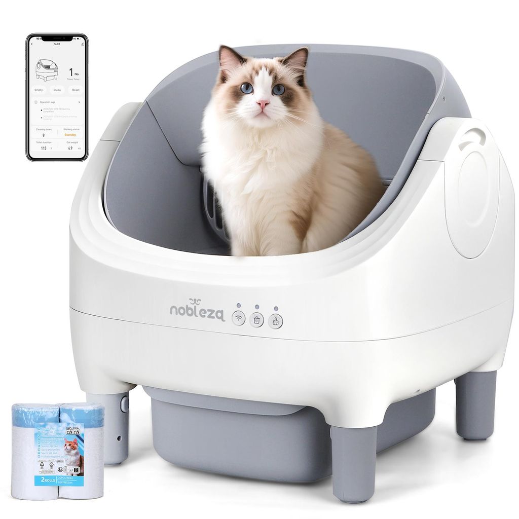 Nobleza Selbstreinigende Katzentoilette SL03, App-Steuerung, Große Fassungsvermögen, offenes Design, für Mehrere Katzen