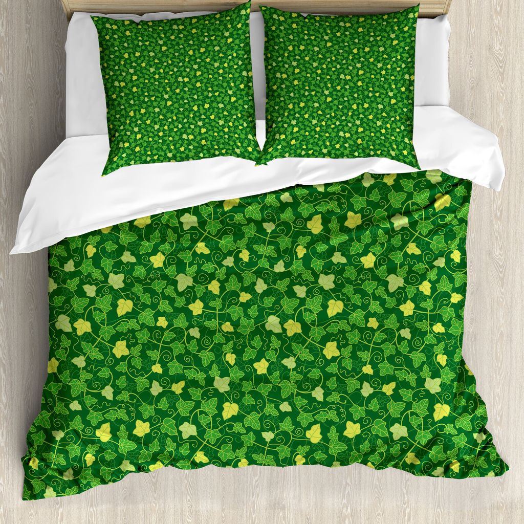 ABAKUHAUS Abstract Green Bettbezug Set für Einzelbetten, Cartoon Ivy Pflanzen, Milbensicher Allergiker geeignet mit Kissenbezug, 200 cm x 200 cm -...
