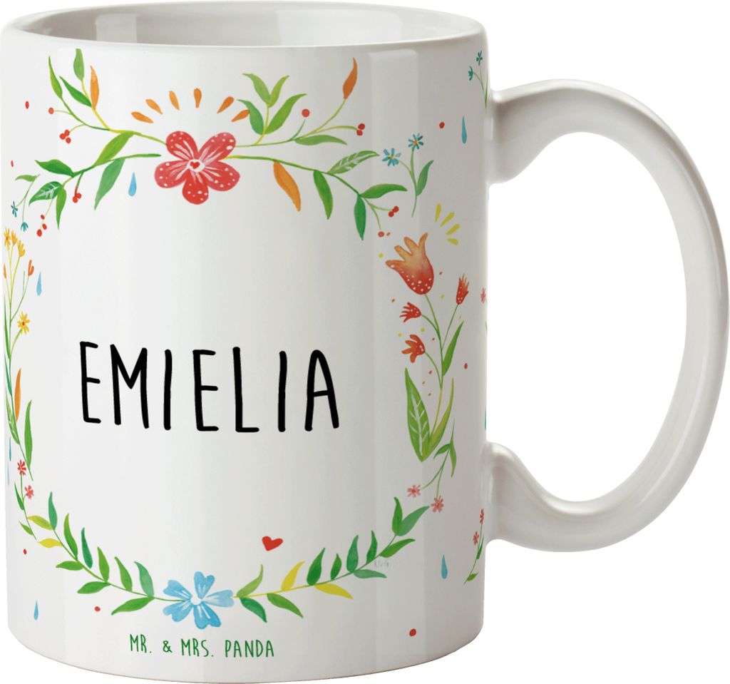 Mr. & Mrs. Panda Keramiktasse Emielia - Geschenk, Kaffeetasse, Teetasse, Frühstückstasse, Pott, Tasse, Becher