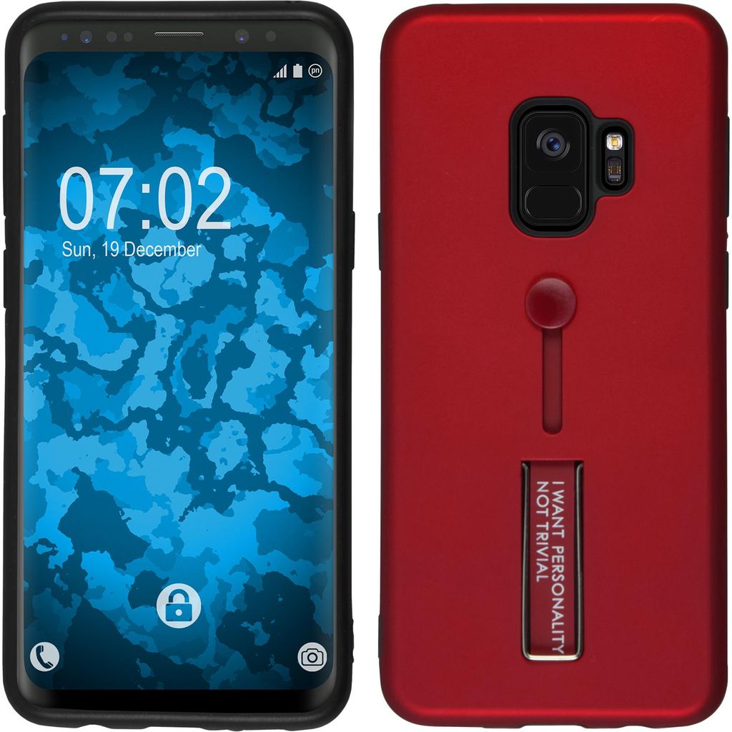 PhoneNatic Case kompatibel mit Samsung Galaxy S9 - Hülle rot Slingholder Case Hard-case Cover