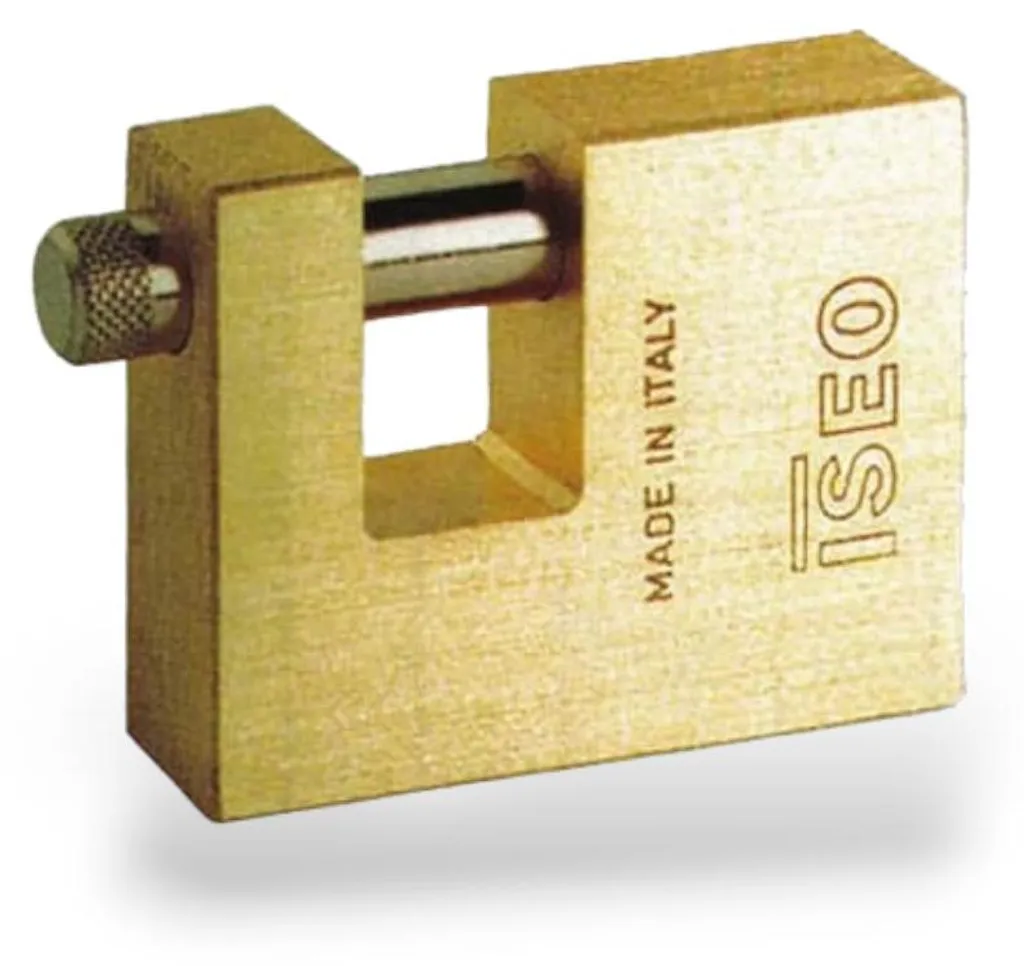 Cadenas ISEO 90 mm en laiton massif avec arceau en acier nickelé robuste