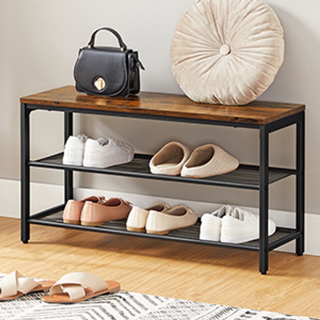VASAGLE Schuhbank, Sitzbank, 80 x 30 x 44,5 cm, Braun Produktbild 2