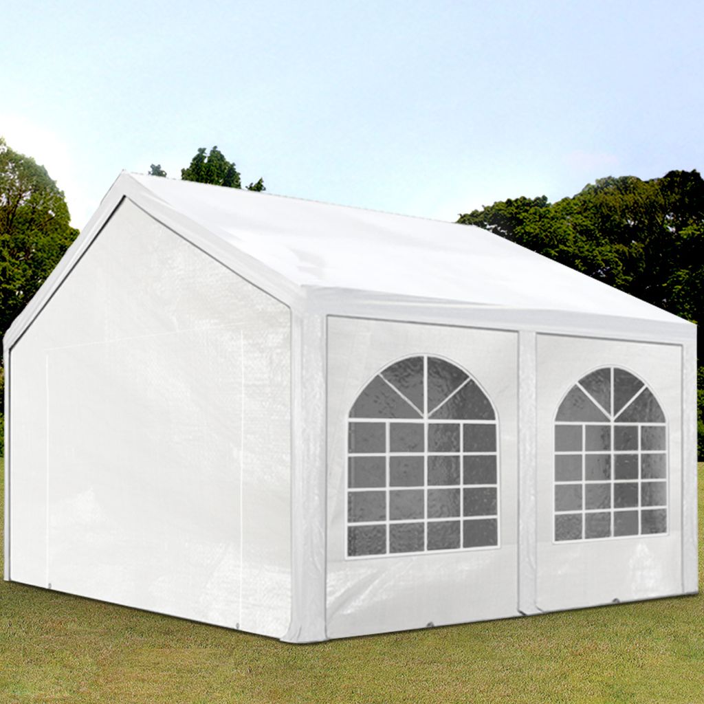 TOOLPORT Hochwertiges Partyzelt 4x4 m Pavillon Zelt PE Plane 450 N Gartenzelt Festzelt Wasserdicht weiß