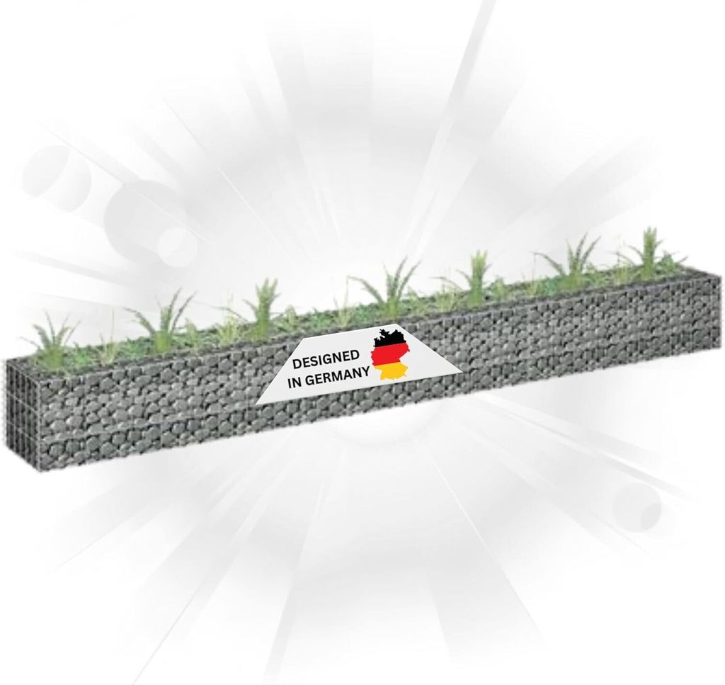 DELUKE Gabionen Hochbeet ROON aus Stahl | 270x30x30cm | Steinkorb Gabionengitter Ziergabione Steingabione Drahtkorb befüllbar