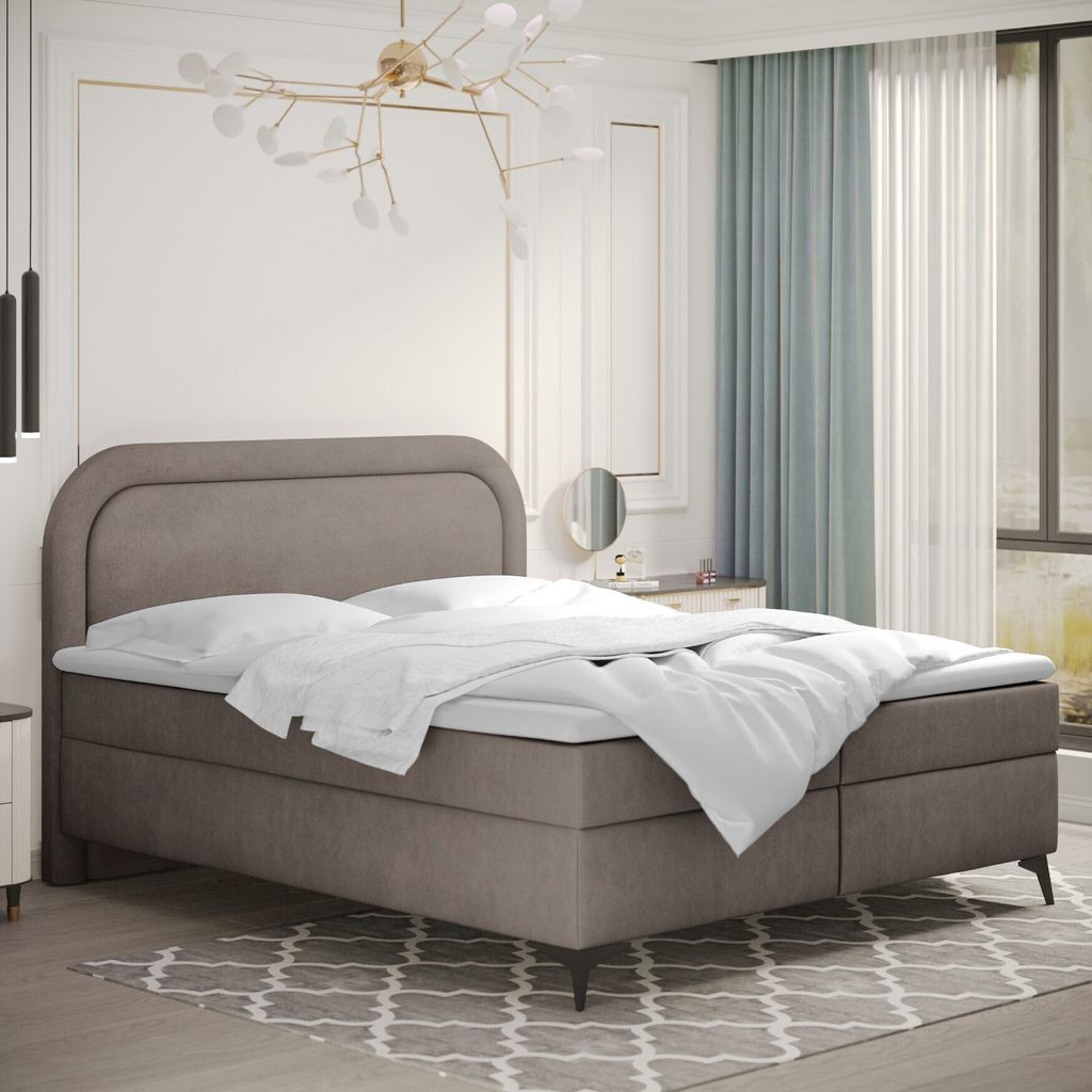 Kaiser Möbel Boxspringbett mit bettkasten und topper Valentino, mehrere Größen Noel 120x200 cm Beige