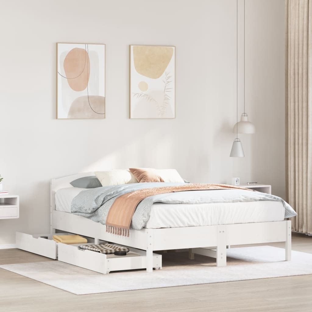 Maison Exclusive - Massivholzbett ohne Matratze Weiß 140x190 cm Kiefernholz