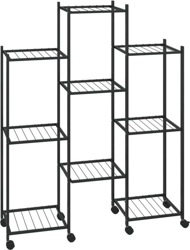 vidaXL Stojan na květiny s kolečky 83x25x103,5 cm Černá Obrázek produktu 