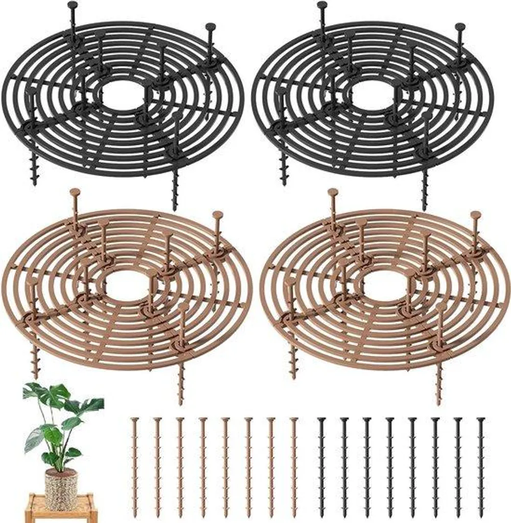 Grille de protection plantes en plastique x4 pour pot de fleurs noir