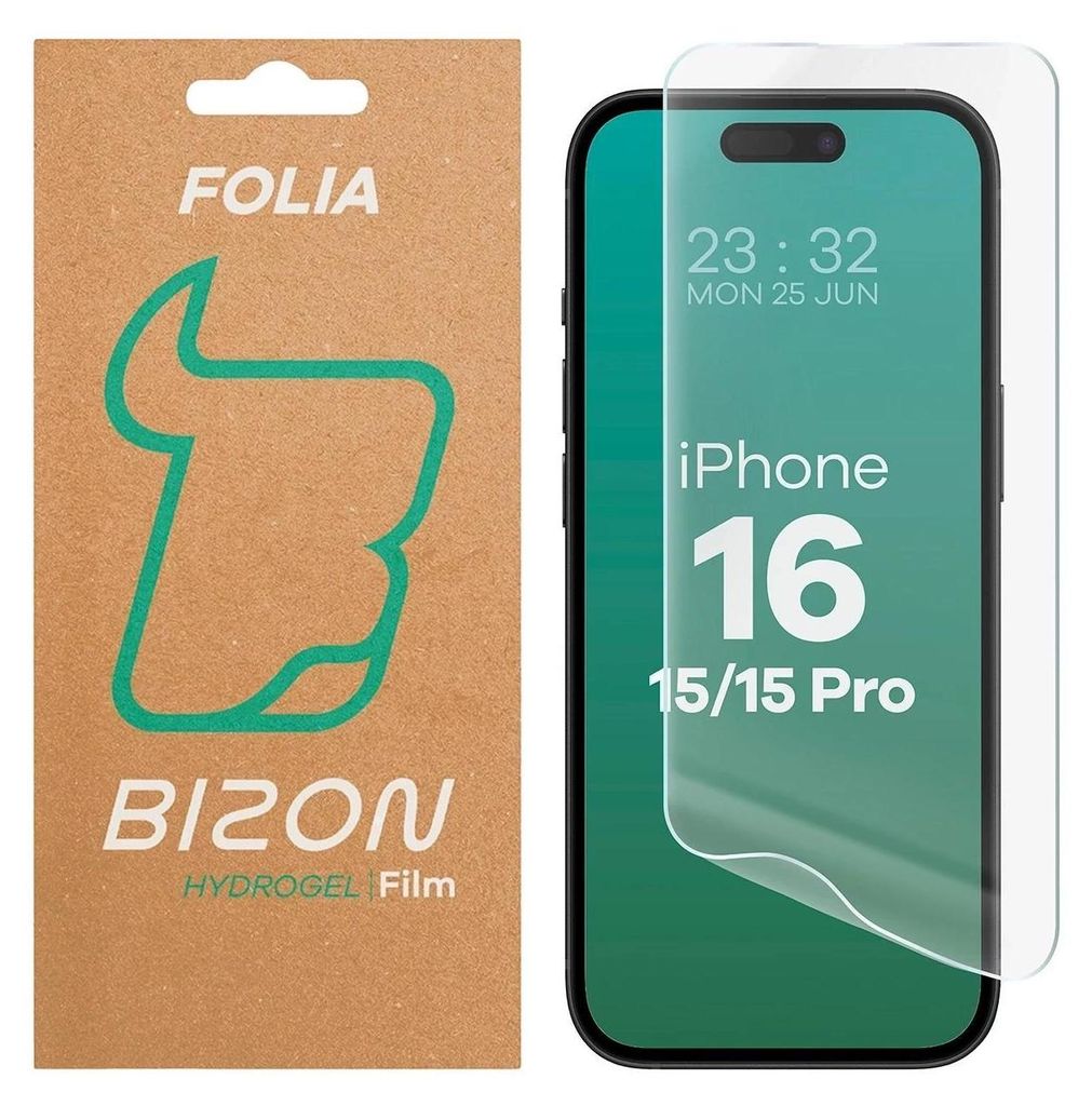 A product packaging and a smartphone screen protector.