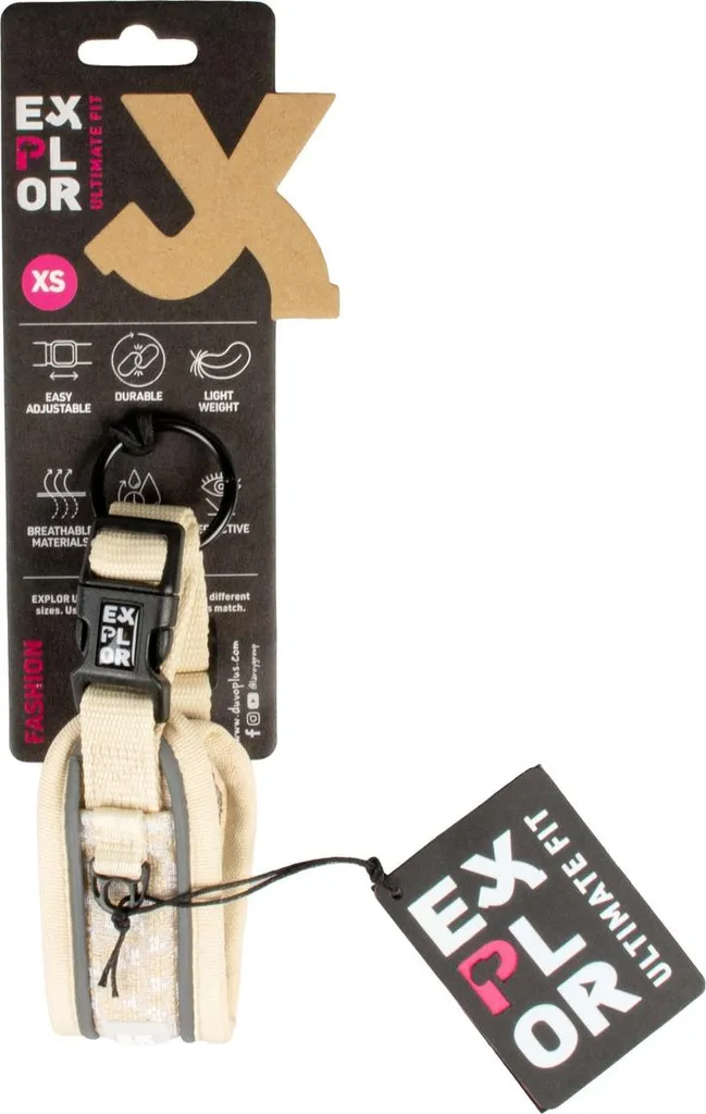 Collier chien XS blanc antique réglable Duvo+ EXPLOR Ultimate Fit Control