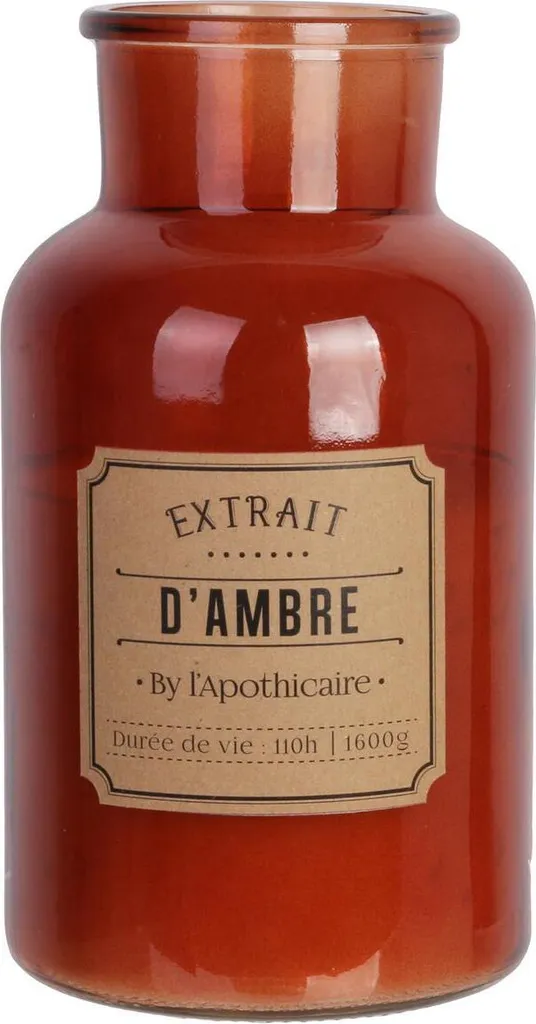 Bougie parfumée 110 heures de combustion Ambre pot verre 26 cm