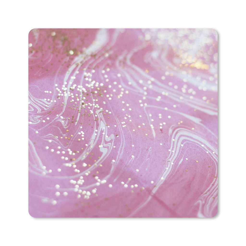 MuchoWow Mauspad Mousepad Marmor - Gold - Weiß - Rosa 20x20 cm - Mousepads - Maus Mat - Pad - Mausunterlage - Desk Mat - Bureauartikeln
