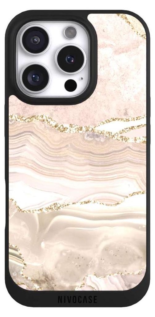 NIVOCASE Handyhülle für Apple iPhone 16 Pro Hülle NIVOpure Case Schwarz Glitzer Look Marmor Utart