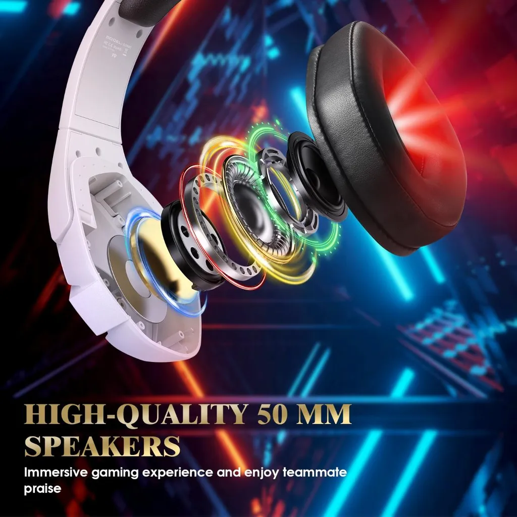 Micro-casque gamer blanc RGB filaire compatible avec PS5 Xbox et Switch - 2