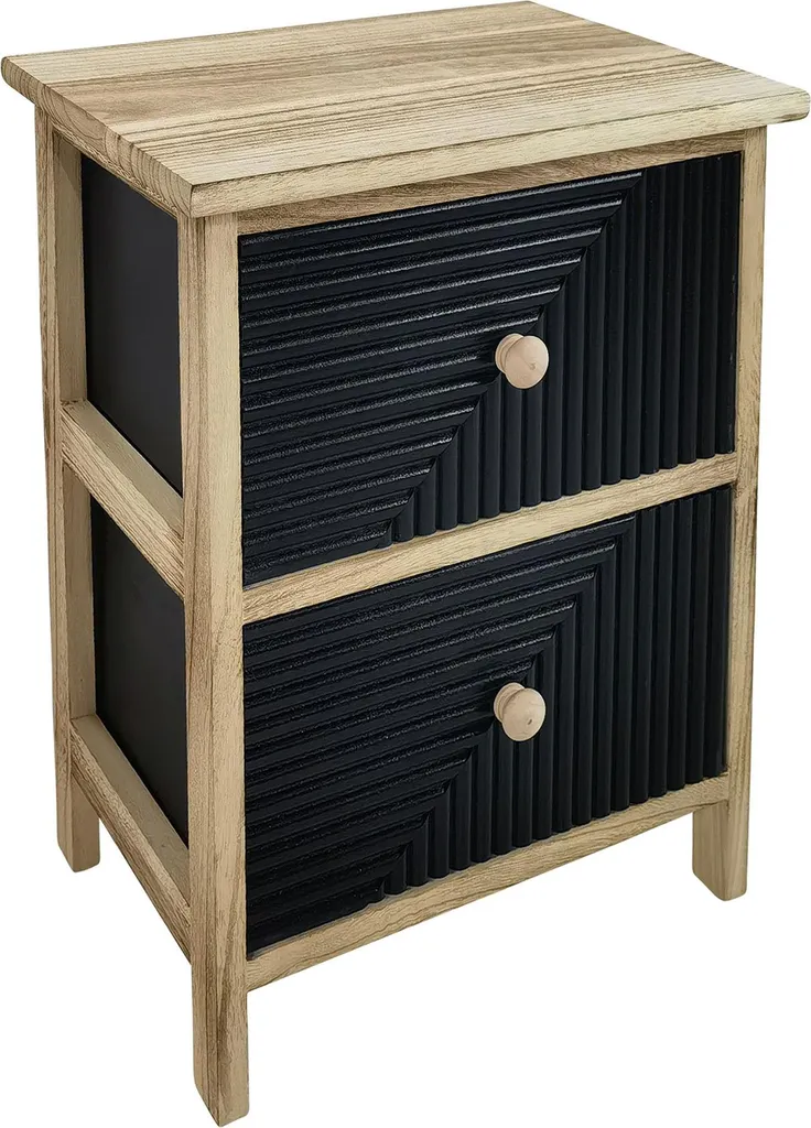 Mobiletto Design Milani Home Legno Nero 2 Cassetti - Arredo Elegante