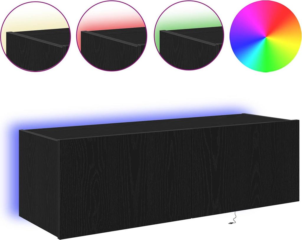 TV-Wandschrank 2 pcs Schwarz Eichen-Optik 100 x 35 x 31 cm