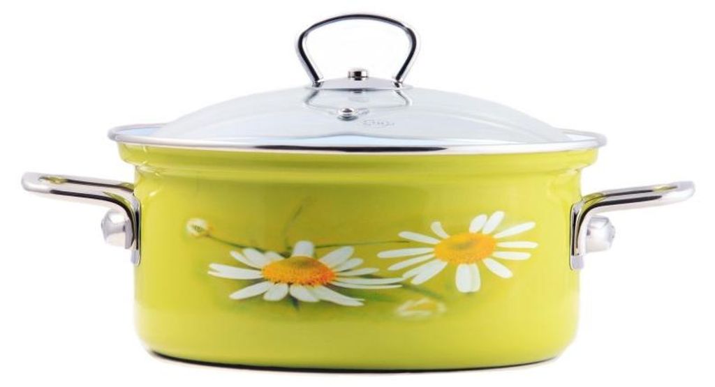 Naczynie emaliowane ¤16x8cm 1,4L DAISY z pokrywką Zdjęcie produktu 