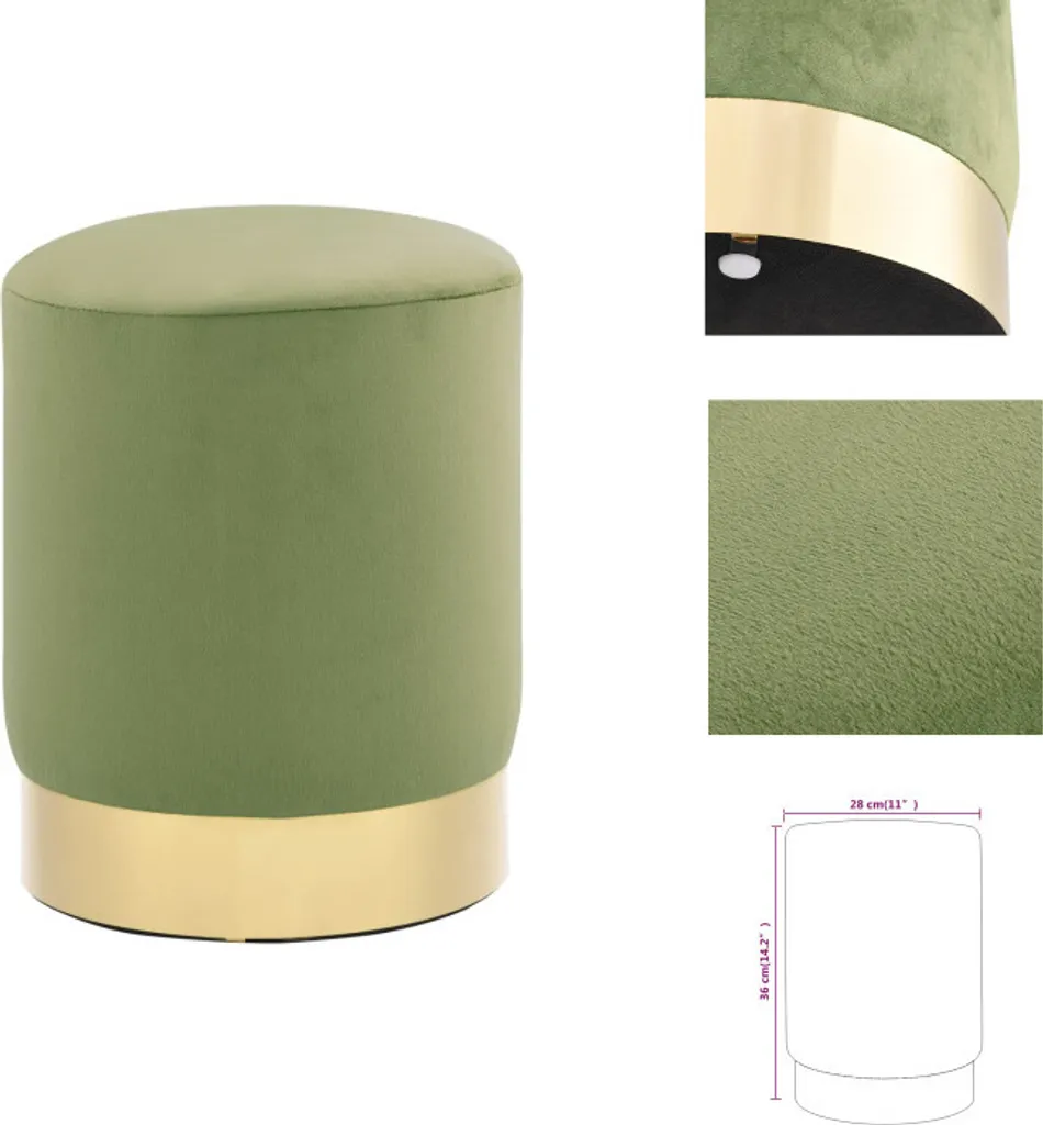 Sgabello Velluto Verde Senape Oro vidaXL | Arredo Glamour Soggiorno