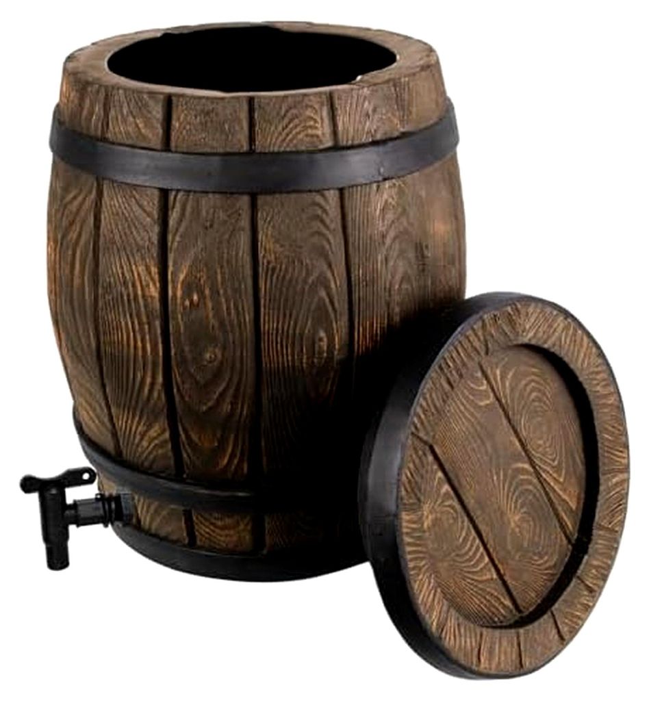 Regentonne Eichenfass, Regenfass 50l, Holz-Design, auch in 240l, 120l und 450l erhältlich