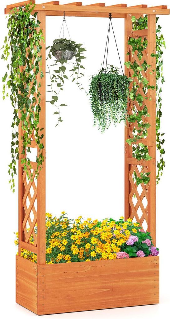 GOPLUS Hochbeet mit Rankgitter, Blumenkasten mit hängendem Produktbild 