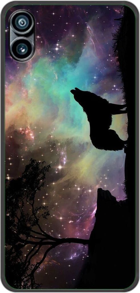 König Design Hülle kompatibel mit Nothing Phone 1 Kunststoff Soft Handyhülle - Handy Case Wolf Abendhimmel