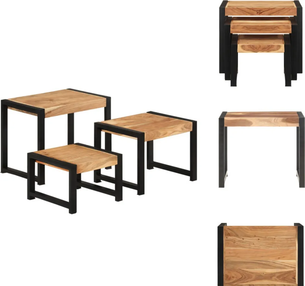 vidaXL Tables Gigognes 3 Pièces en Bois Massif Finition Palissandre