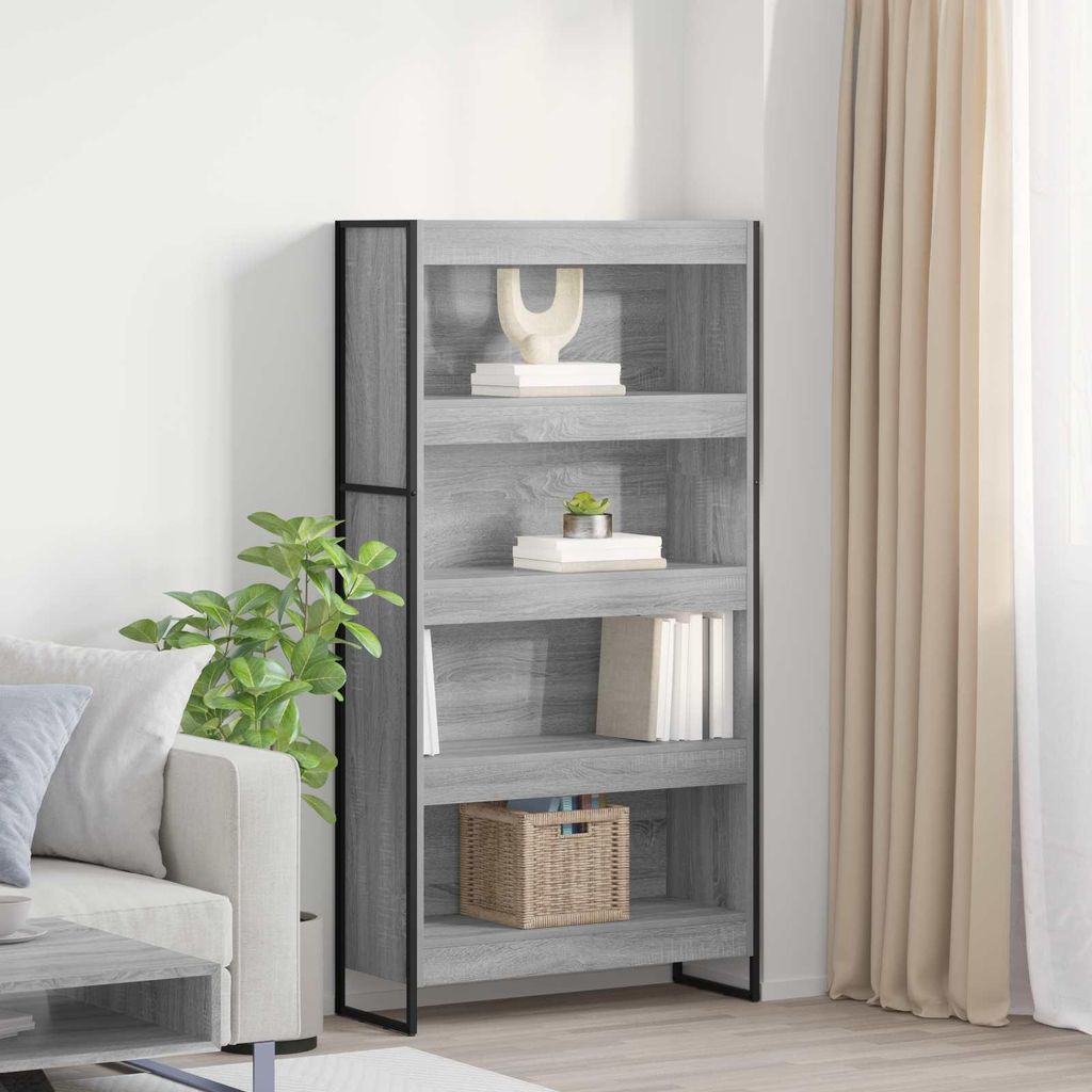 "Schlussverkauf" Bücherregal 2 Stück - Standregal/Küchenregal rechteckig - Graues Sonoma 80x30x155 cm Holzwerkstoff C12230