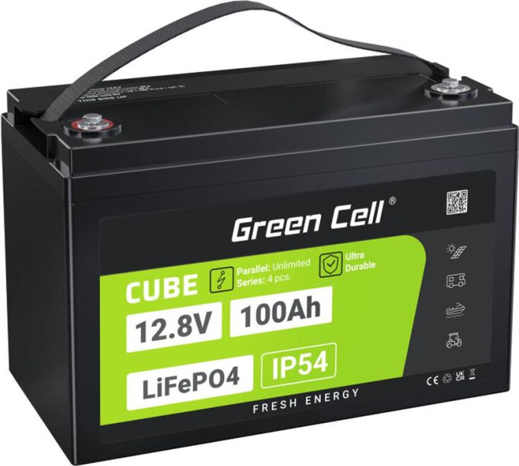 Green Cell CUBE LiFePO4 Spezial-Akku LiFePo-Block Schraubkontakt Li-Ion 12.8 V 100 (GC-LFPGC12V100AH)