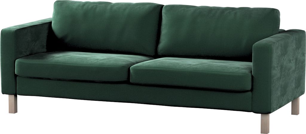 Dekoria Bezug für Karlstad 3-Sitzer Sofa nicht ausklappbar, kurz, dunkelgrün, Bezug für Karlstad