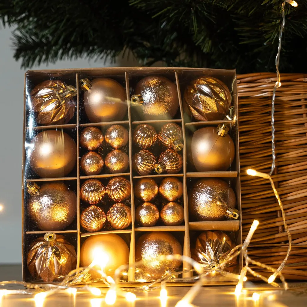 Boules de Noël Set de 44 Pièces Incassables - Décoration Sapin Rouge