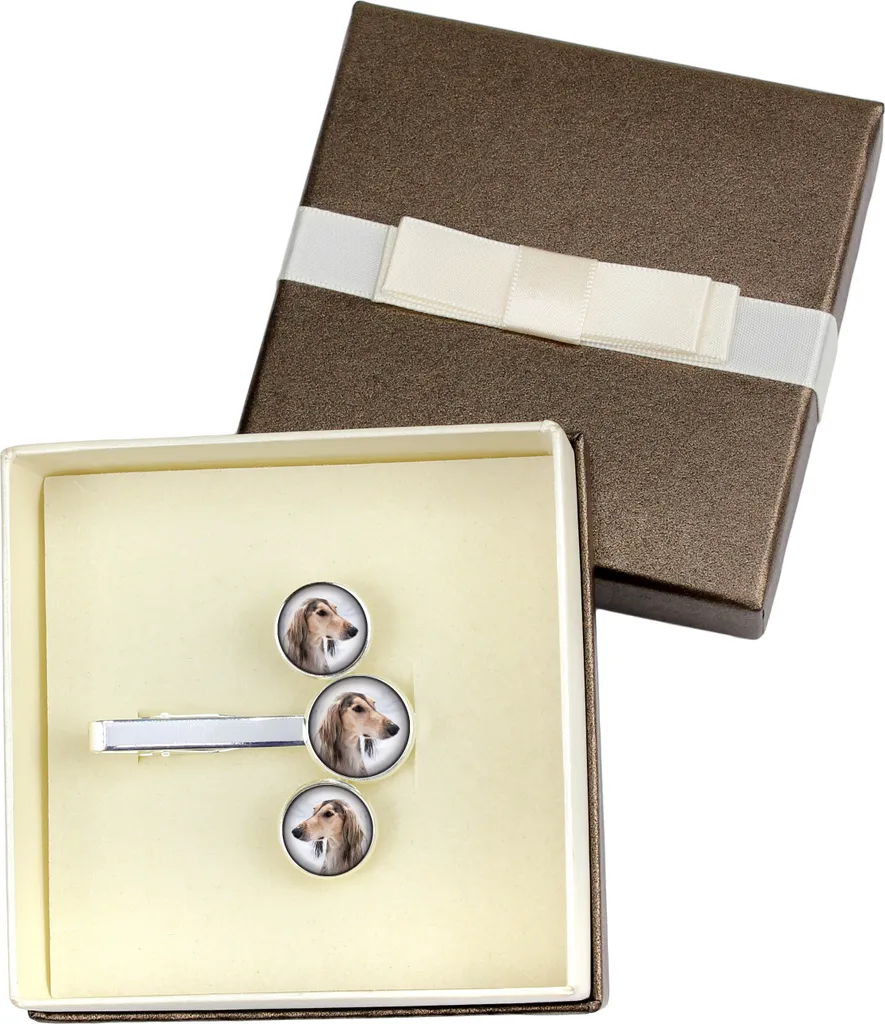 Set Gioielli Uomo Saluki | Gemelli e Spilla da Cravatta Art-Dog
