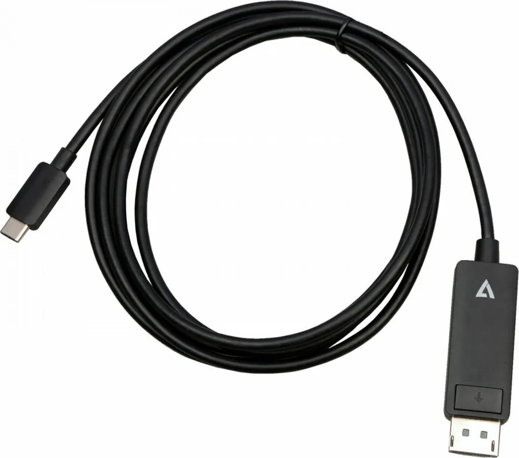 Adaptateur V7 V7USBCDP14-2M DisplayPort 1.4 USB-C 2m Noir Haute Résolution